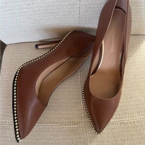 BCBGeneration Brown Pearl-Trimmed Heels